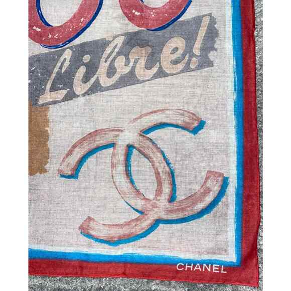 Chanel 17C Coco Cuba CC Pink Graffiti Cotton Bandana Handkerchief Scarf Wrap - Picture 3 of 10
